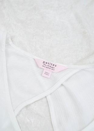 Miss selfridge біла коротка блуза з асиметричним довгим рукавом, блузка топ з мереживом9 фото