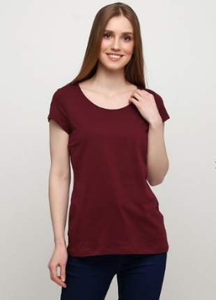 Швеция-h&m-футболка женская бордовая2 фото