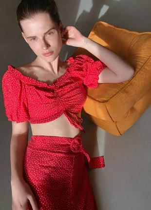 Красная юбка-миди zara5 фото