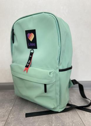 Бірюзовий рюкзак шкільний (портфель, сумка) tik tok like5 фото