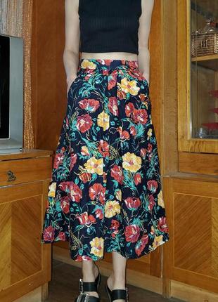 Шикарная юбка с карманами принт цветы1 фото