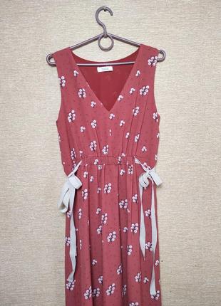 Платье сукня сарафан в цветы с завязками3 фото