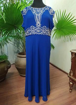 Шикарне вечірнє плаття з вишивкою биссером і паєтками, батал, 26-28 розмір