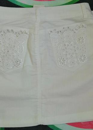 Юбка джинсовая женская белая нарядная мини a. m. n.4 фото