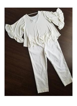 Оверсайз блузка масляная цвета айвори блузка с оборками2 фото