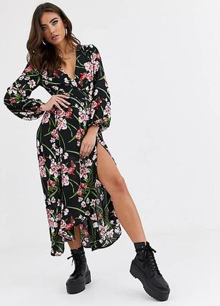 Шикарное платье missguided на запах, в цветы! магазина asos!