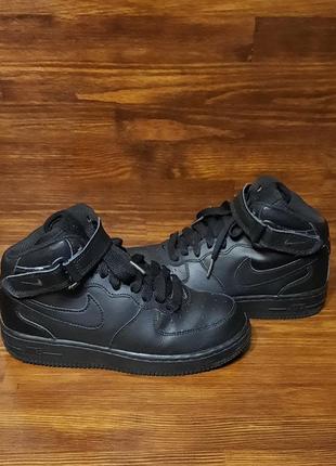 Женские высокие черные кроссовки натуральная кожа nike air force 1 hight2 фото