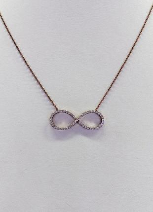 Срібне кольє нескінченність позолочене на ланцюжку плетіння якір - арт 970203204