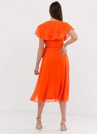 Шикарное морковное платье asos design с большим кейфом на плечах!4 фото