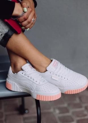 Шикарные женские кеды puma cali white/pink1 фото