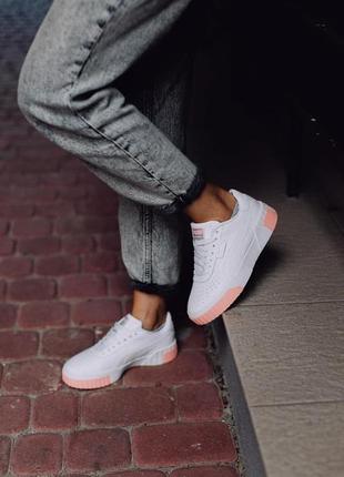 Шикарные женские кеды puma cali white/pink10 фото