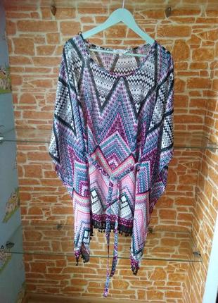 Пляжная накидка туника by holiday f&amp;f l-xl р шифон в стиле бохо