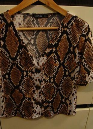 Блуза, тигровый принт boohoo