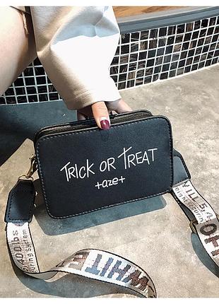 Женская сумка "трик" черная. сумочка через плечо черного цвета trick or treat2 фото