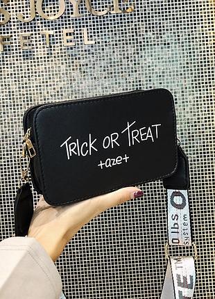 Женская сумка "трик" черная. сумочка через плечо черного цвета trick or treat5 фото
