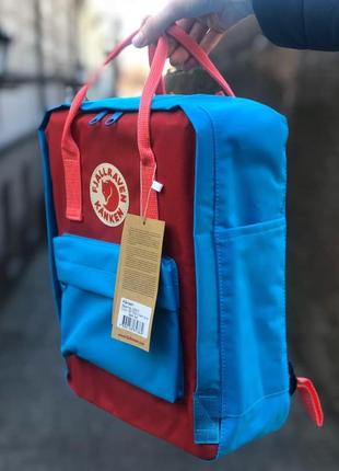 Рюкзак fjallraven kanken cream  blue-dark red 16л3 фото