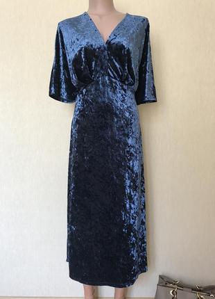 Элегантное велюровое платье миди1 фото