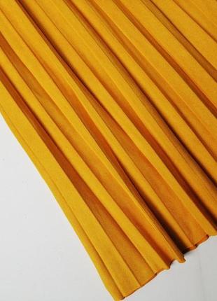 Желто-горчичная юбка плиссе из замши zara4 фото