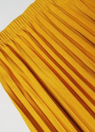 Желто-горчичная юбка плиссе из замши zara5 фото