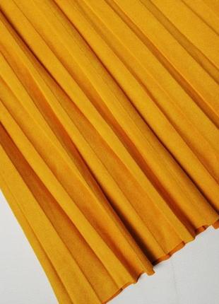Желто-горчичная юбка плиссе из замши zara6 фото