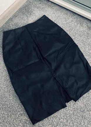 Чёрная кожаная юбка карандаш 🖤
