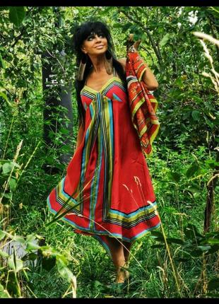 Шёлковое платье сарафан шелк натуральный миди асимметричное в полоску