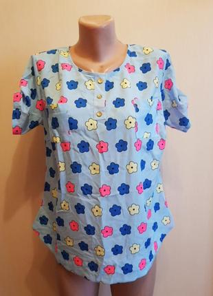 Блузка  яркая  цветочки турция