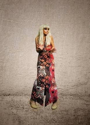 Трикотажное длинное платье стрейч коттон хлопок вискоза в принт9 фото