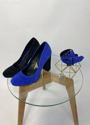 Эксклюзивные туфли из натуральной итальянской кожи и замша синие чёрные7 фото