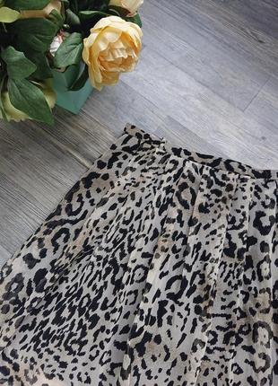 Женская юбка леопардовой расцветки шифон большой размер батал 50/525 фото
