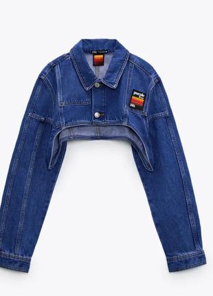 Zara джинсовая куртка, укороченная джинсовка, джинсовая куртка пиджак жакет джинс