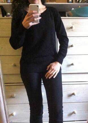 Простий чорний джемпер світшот светр 10-12 бавовна фактурний з замком на спинці