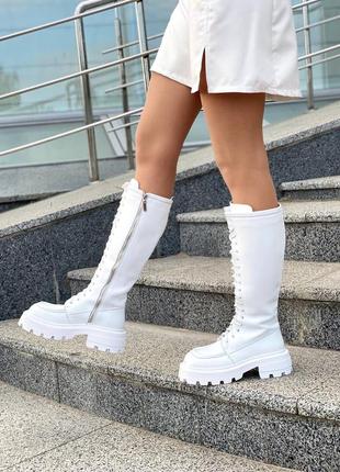 Женские кожаные сапоги ботинки на шнуровке6 фото