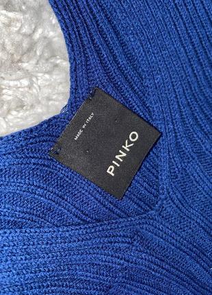 Темно синя кофта з v вирізом в рубчик оригінал pinko made in italy pinko джемпер фактурної в'язки6 фото