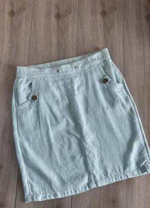 Юбка лен/вискоза голубая размер 46-48
