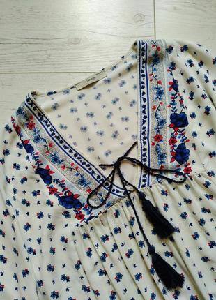 Блуза рубашка в цветы вышиванка р. 14-16 (хл-ххл)2 фото