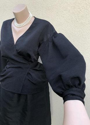 Чёрная блуза,жатка на запах, премиум бренд,скандинавский стиль3 фото