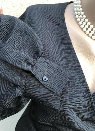 Чёрная блуза,жатка на запах, премиум бренд,скандинавский стиль4 фото