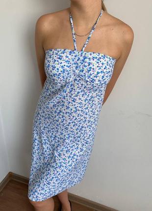 Платье сарафан вискоза «голубые незабудки»2 фото