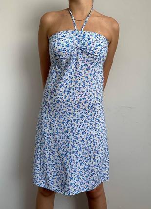 Платье сарафан вискоза «голубые незабудки»1 фото