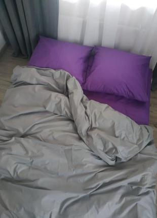 Постільна білизна / постільне однотонне, з сірими наволочками, 💯 бавовна
