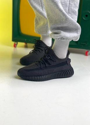 Нові чоловічі кросівки демісезонні adidas yeezy boost 350 чорні рефлектив текстильні