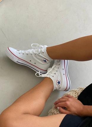 Стильні жіночі високі кеди демісезонні converse білі конверс