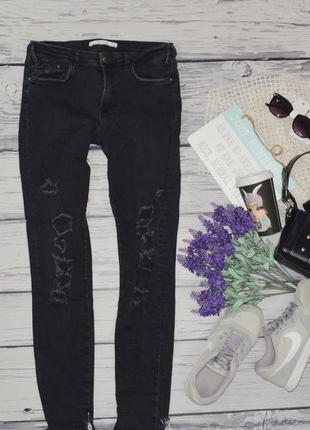 40/08/30/s-м женские обалденные фирменные джинсы скини узкачи рваные зара zara