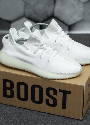 Текстильні білі кросівки adidas yeezy boost 350 демісезонні адідас