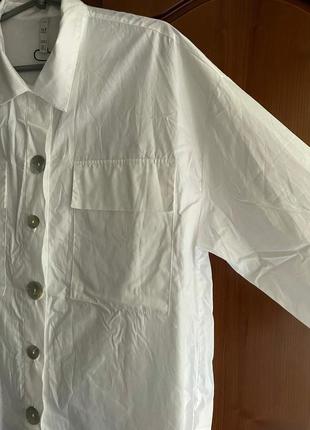 Біла бавовняна блуза оверсайз zara3 фото