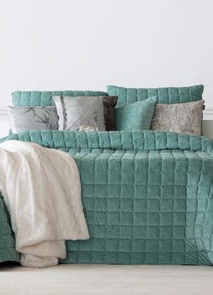 Покривало об'ємне оксамитове antilo marinel menta 250х270 см ментолове