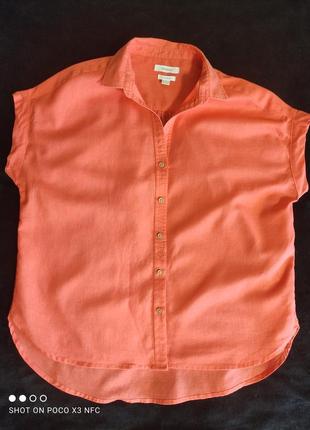 Классная льняная блузка, рубашка пог-58 см