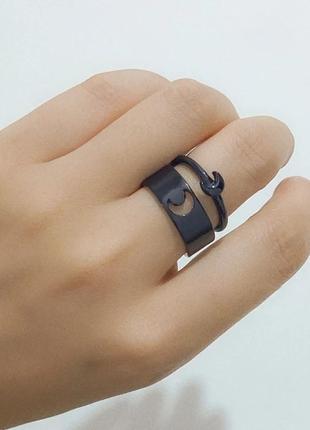 Парні кільця місяць чорні тренд набір кілець
