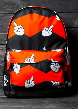 Рюкзак з принтом фак портфель з відділенням для ноутбука / зошитів чорний жіночий / чоловічий